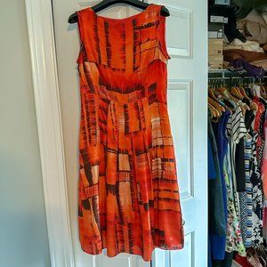 JONES NEW YORK Tie Dye Sleeveless Pleated Midi Dress